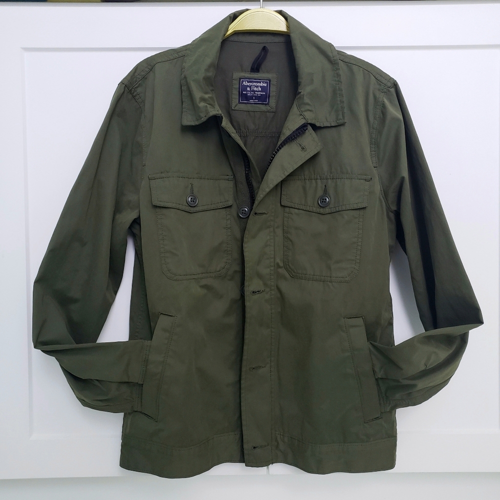 NEW Abercrombie & Fitch Dark Green Military Field Utility Jacket Sz S